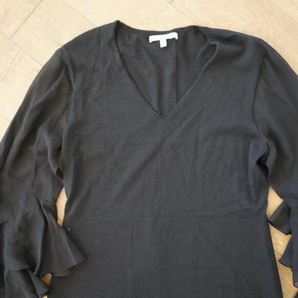 Neiman Marcus Cashmere Collection V Neck with Silk Sleeves Size Large - Picture 2 of 5